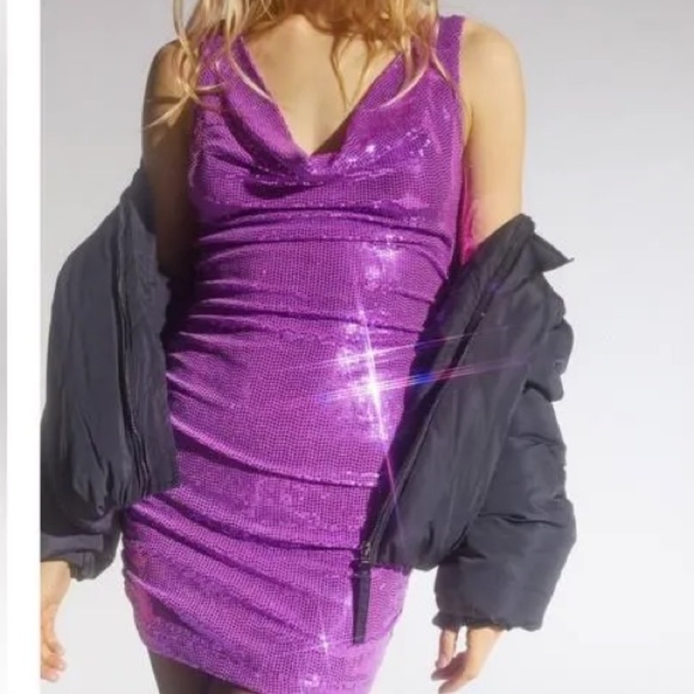 UO Sparkly Cow Neck Mini Dress WORN ONCE
